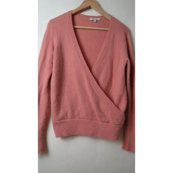 Madewell Faux Wrap Pink Pullover Sweater XS - Picture 3 of 6